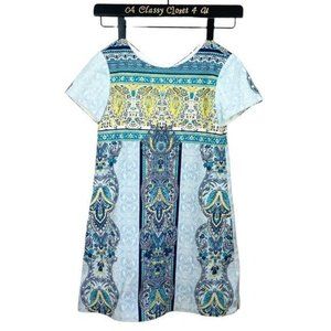 Zara Soft Collection Blue Cotton Shift Dress 9/10